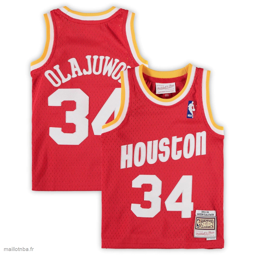 Maillot Preschool Hakeem Olajuwon Houston Rockets Mitchell & Ness Red Hardwood Classics Throwback Team Jersey